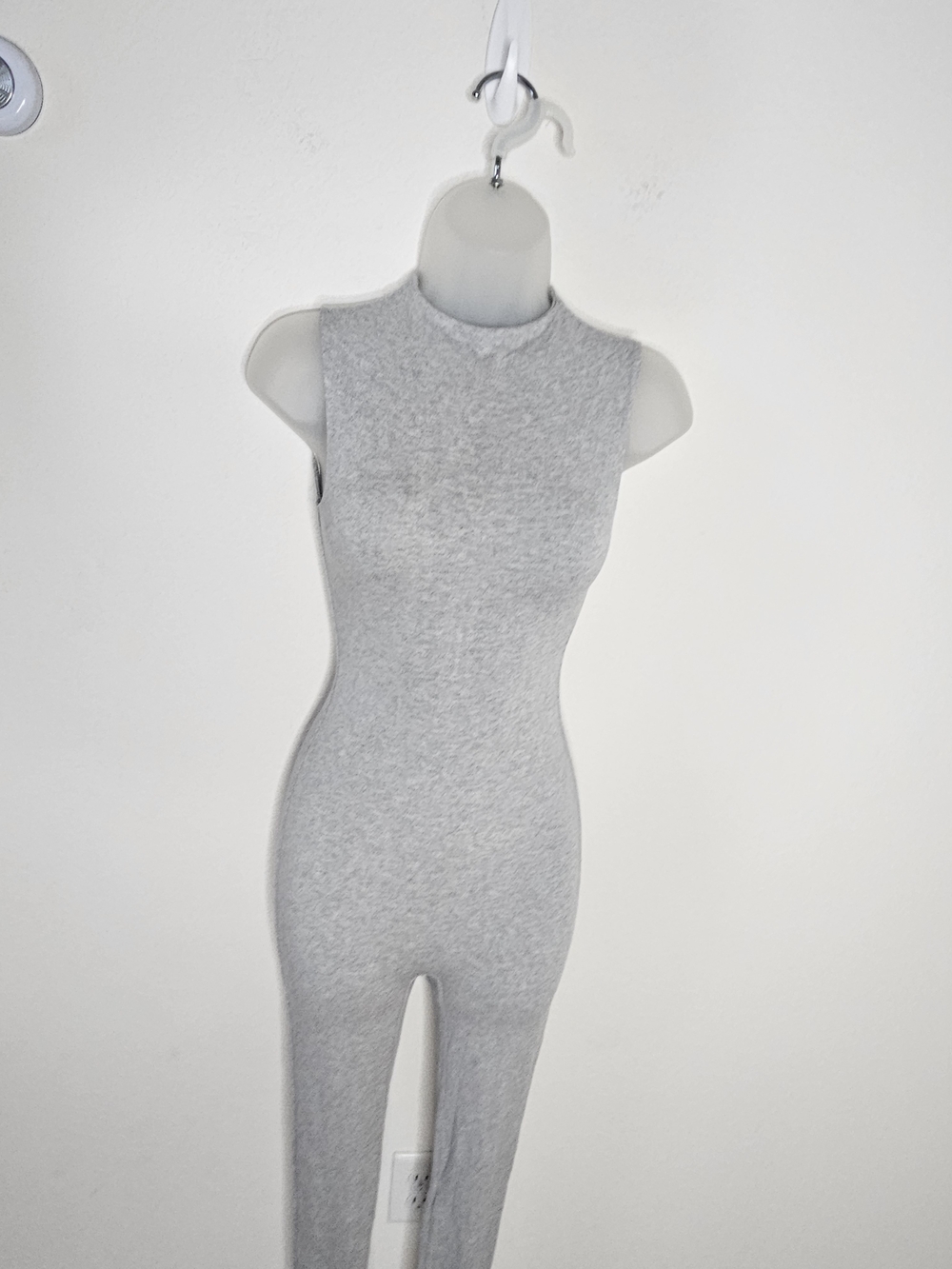 NWT Naked Wardrobe Heather Grey Sleeveless Jumpsuit Mock Neck Bodycon XS - Picture 4 of 10